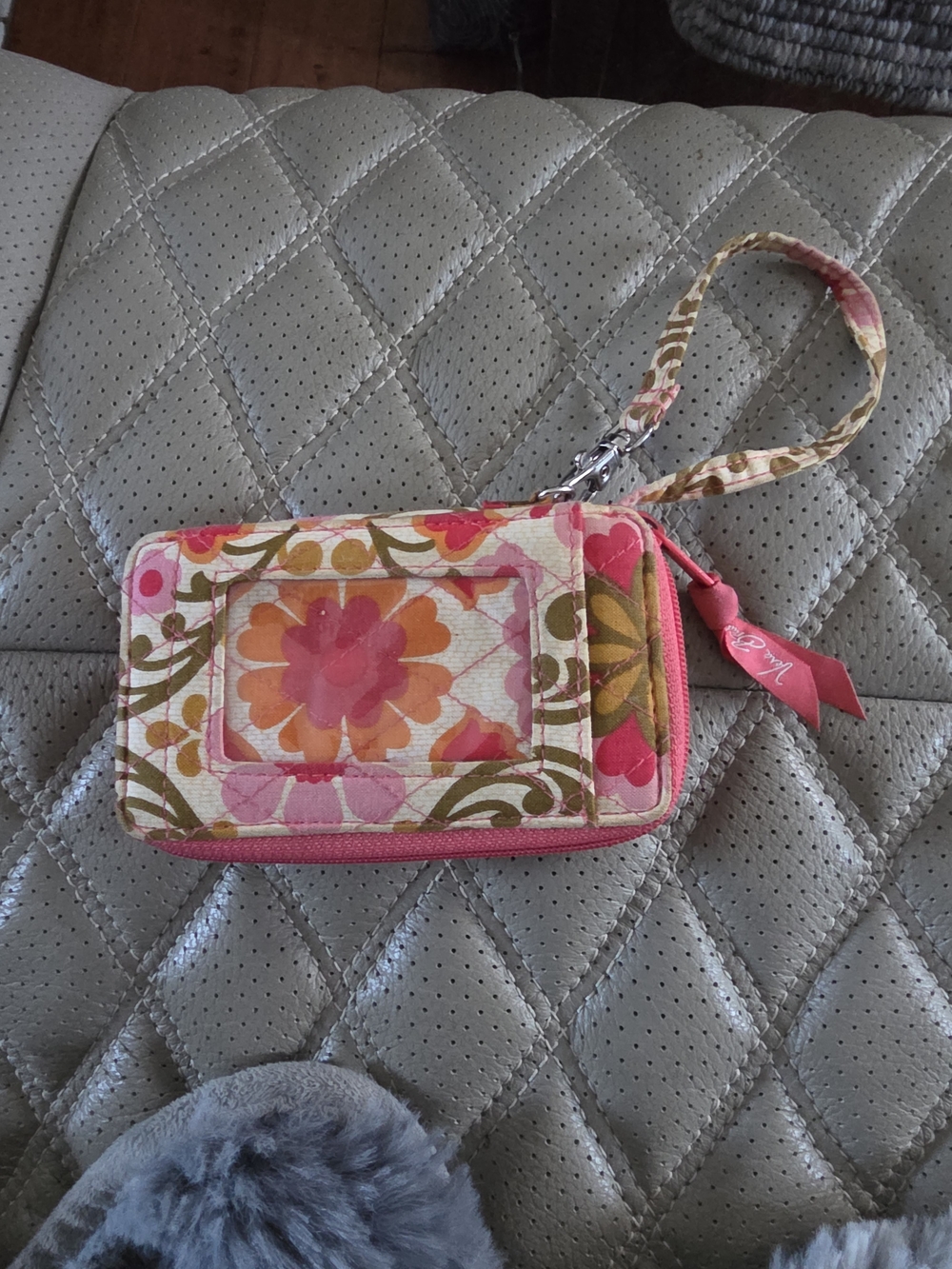 Vera Bradley Pink Orange Floral Wristlet Wallet